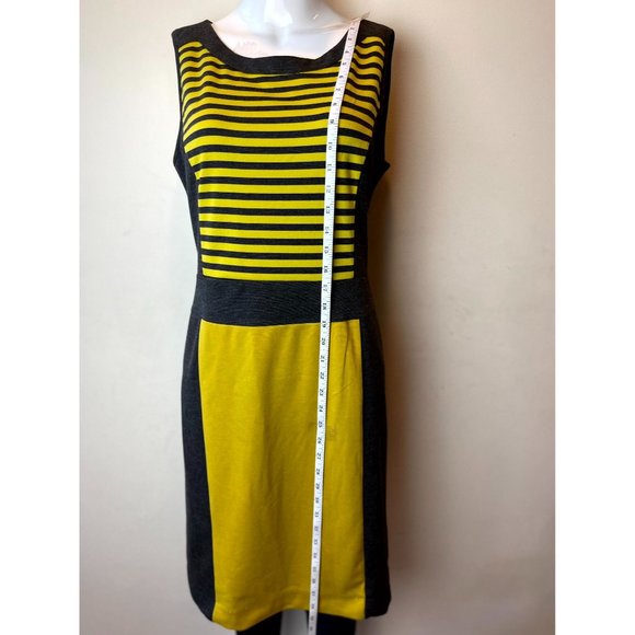 Spense Womens Colorblock Striped Sheath Midi Dress Sleeveless Yellow Black SZ 10 - Picture 4 of 9